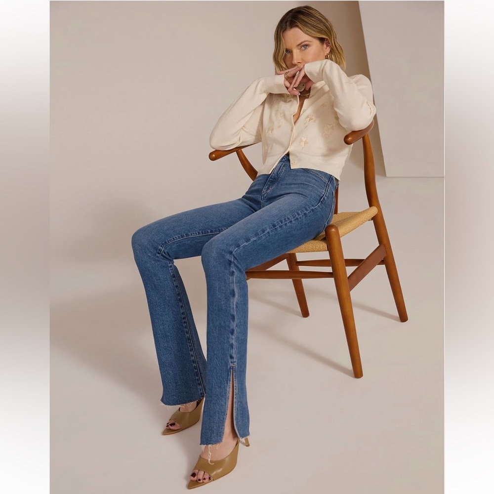 Favorite Daughter Valentina Shortie Super High Rise Cigarette Split Hem Jeans